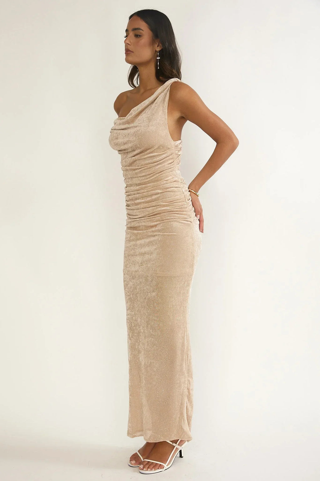 Callen Ruched Maxi Dress Champagne