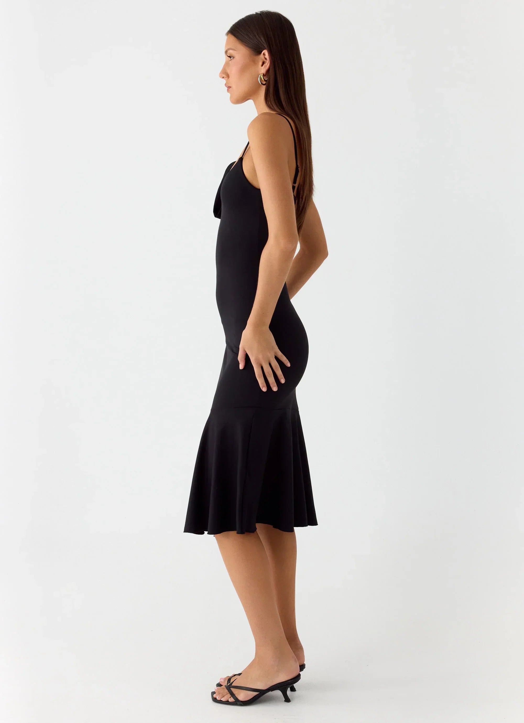 Tranquility Asymmetric Midi Dress - Black