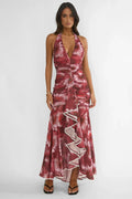 Kamilah Ruffle Maxi Dress Floral Red