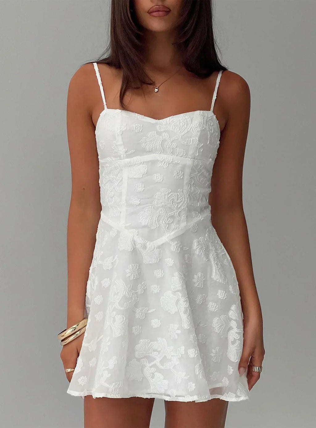 New Chapters Broderie Mini Dress In White