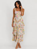 Provence Bloom Tiered Ruffle Maxi Dress Floral