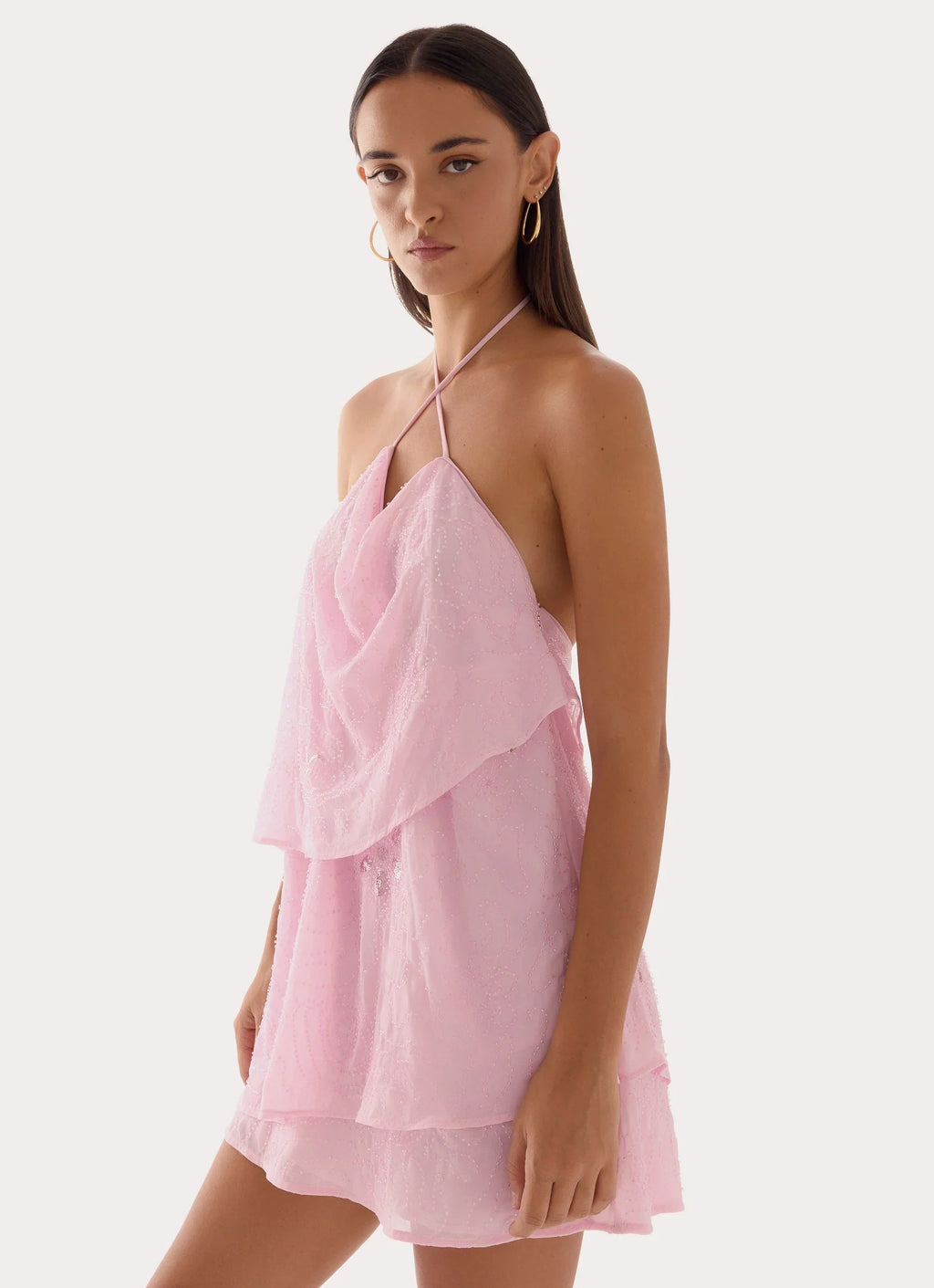 On The Go Beaded Mini Dress Pink