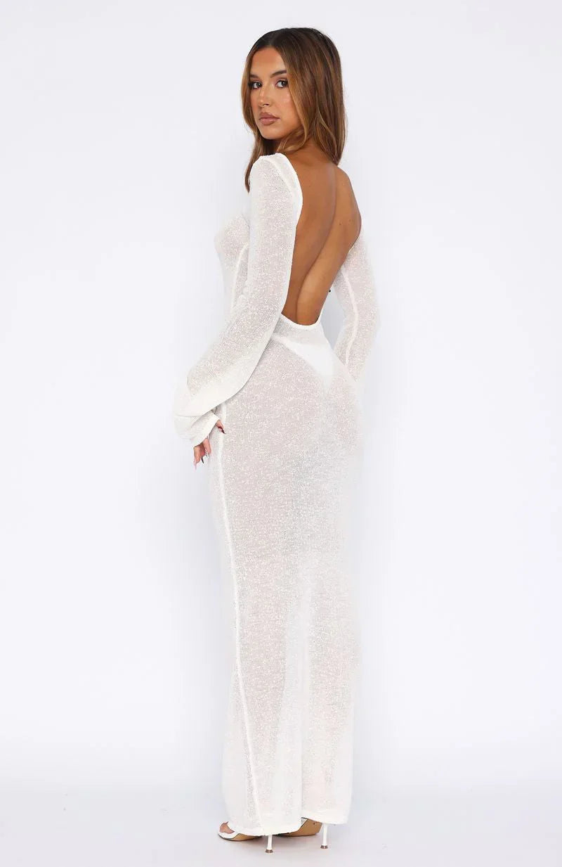 Ivory Wave Maxi Dress