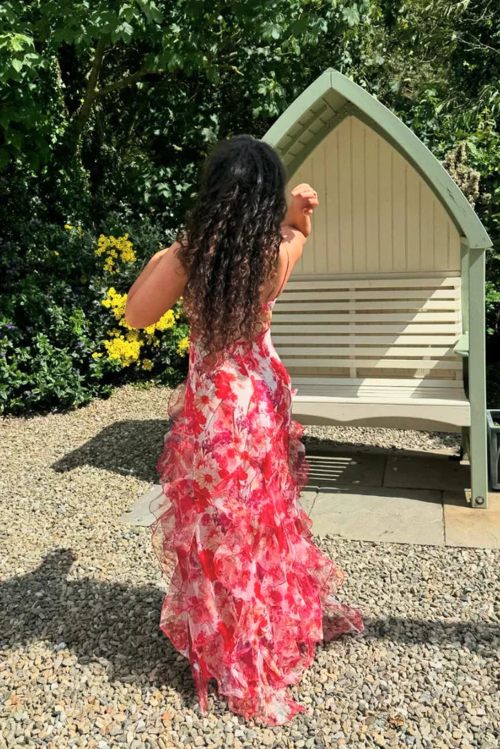 Duttini | Floral Print Ruffled Maxi Dress