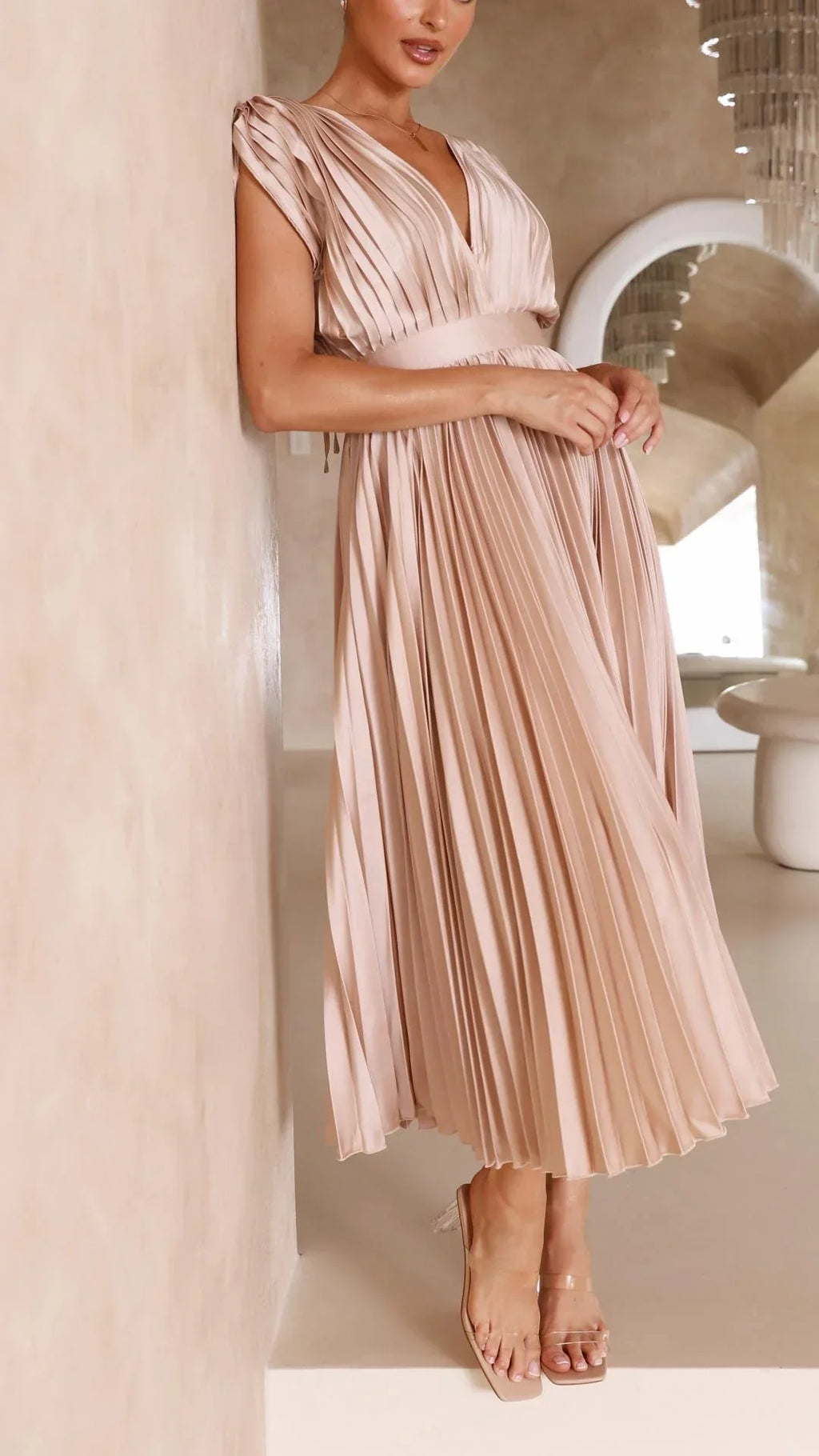 Rosalie Pleated Midi Dress