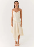 Cleosa Asymmetrical Midi Dress White