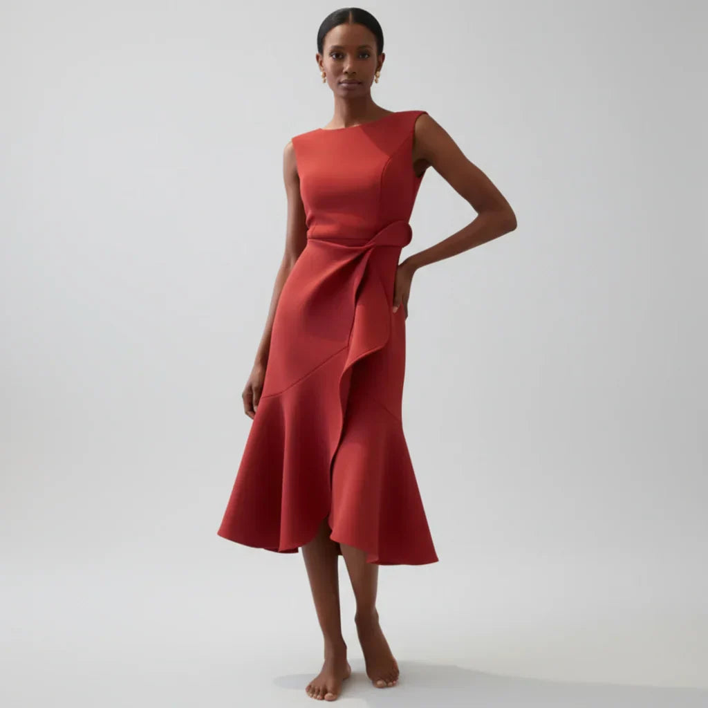 Iris Ruffle Midi Dress