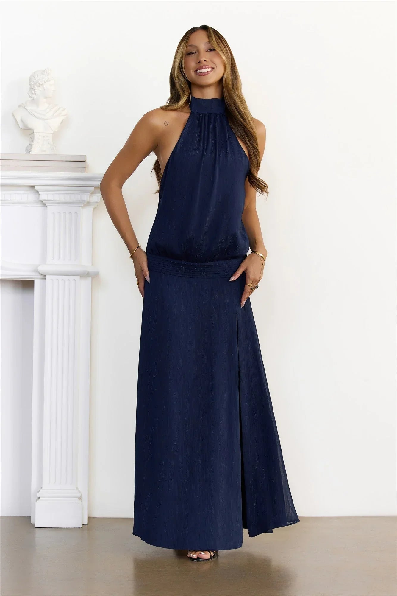 Iconique Halter Maxi Dress Navy