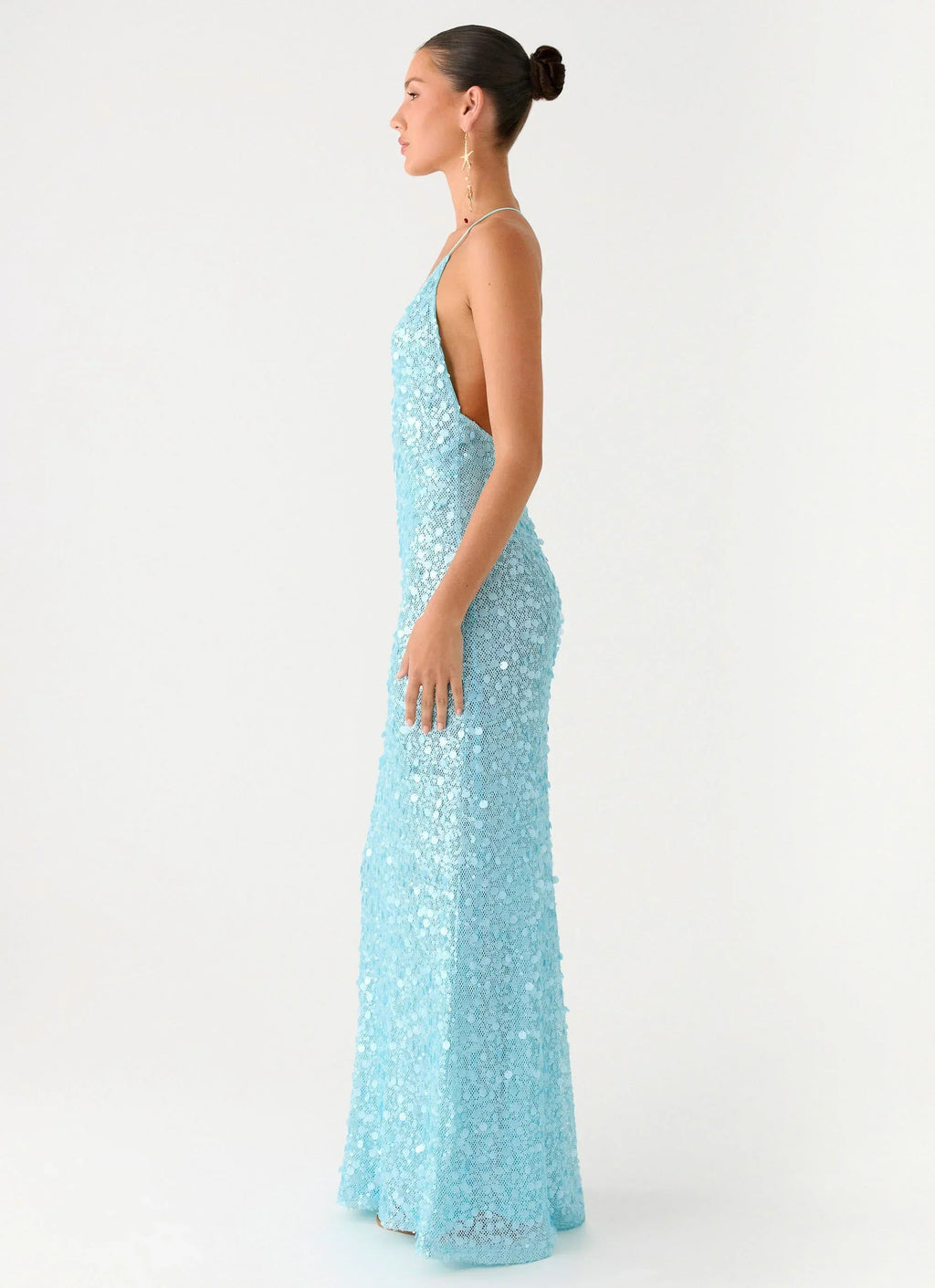 Ocean Views Sequin Maxi Dress - Blue