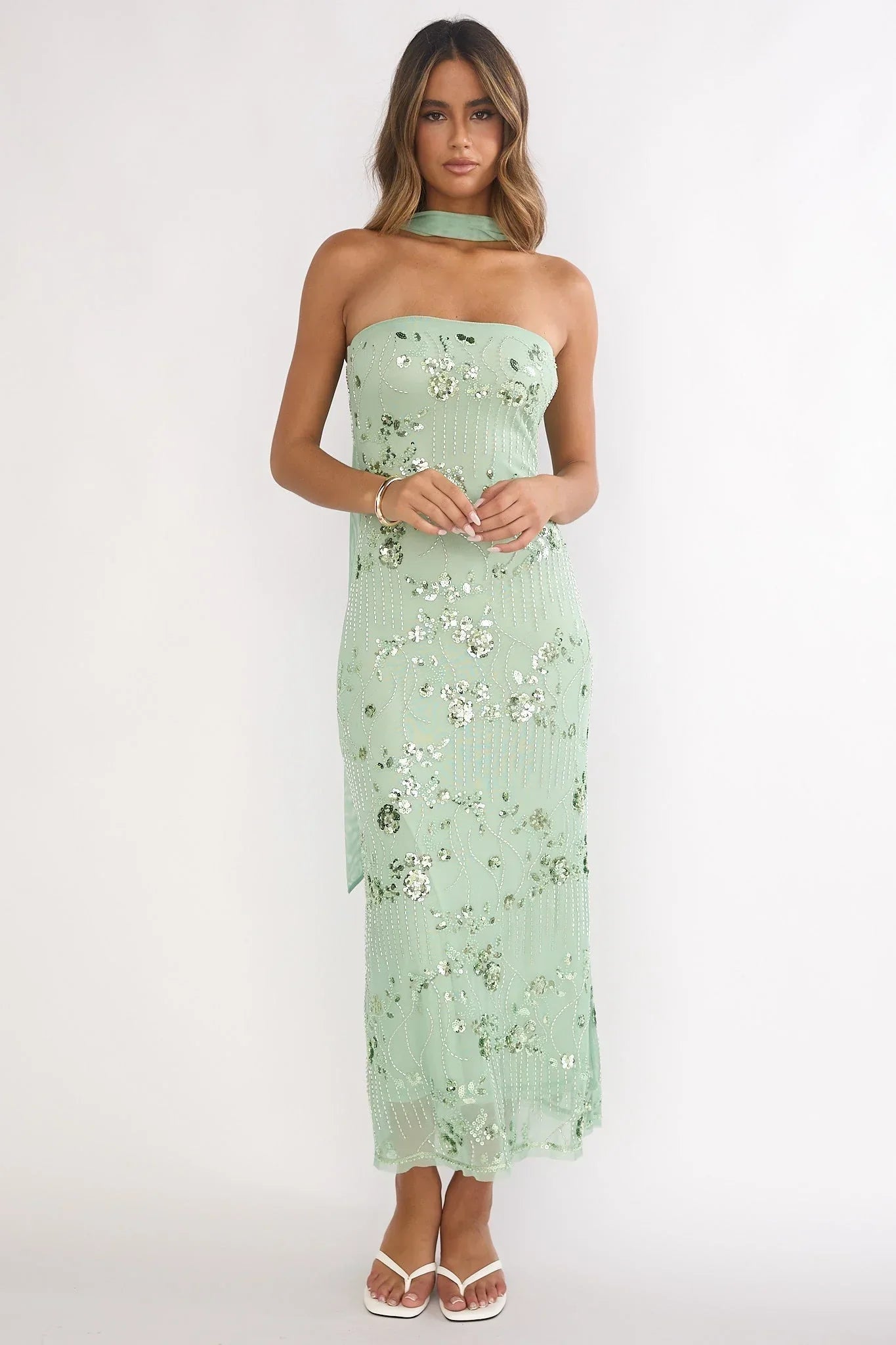Jeremia Strapless Maxi Dress Mint