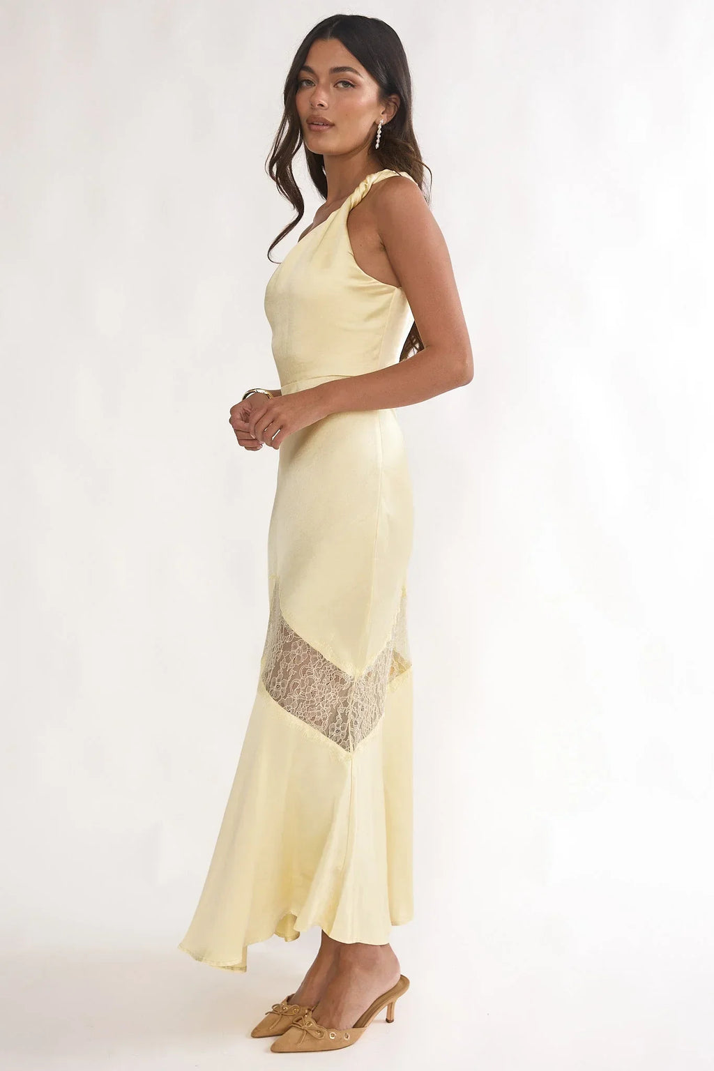 Avielle Lace One Shoulder Maxi Dress Butter