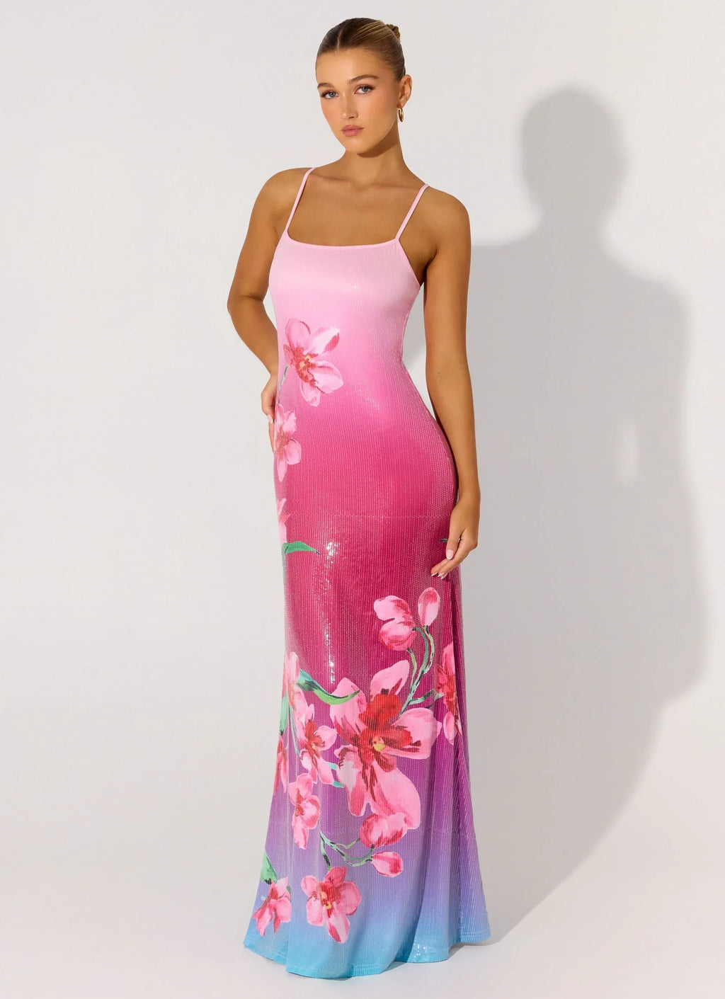 Ariaz Sequin Maxi Dress Pink