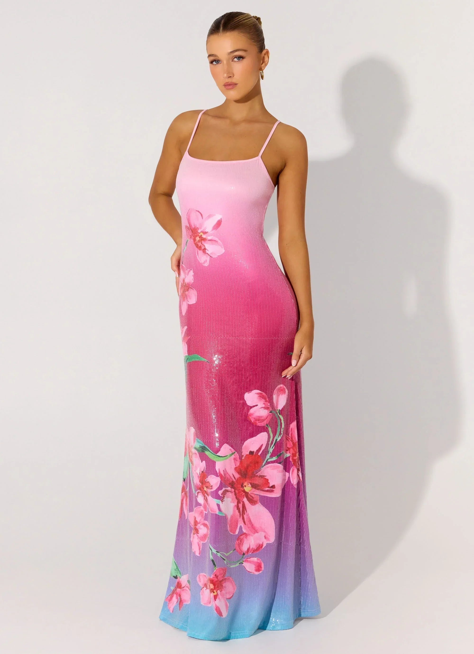 Ariaz Sequin Maxi Dress Pink