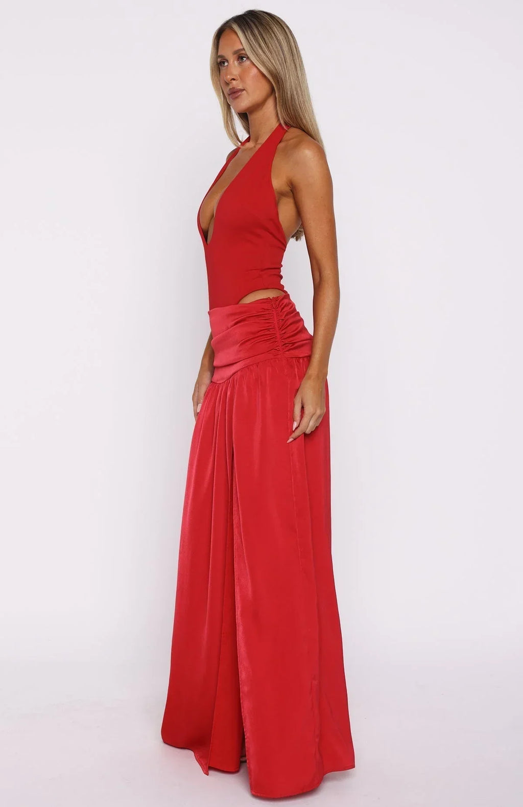 Power Halter Maxi Dress