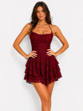 Flirt First Lace Tiered Skater Dress