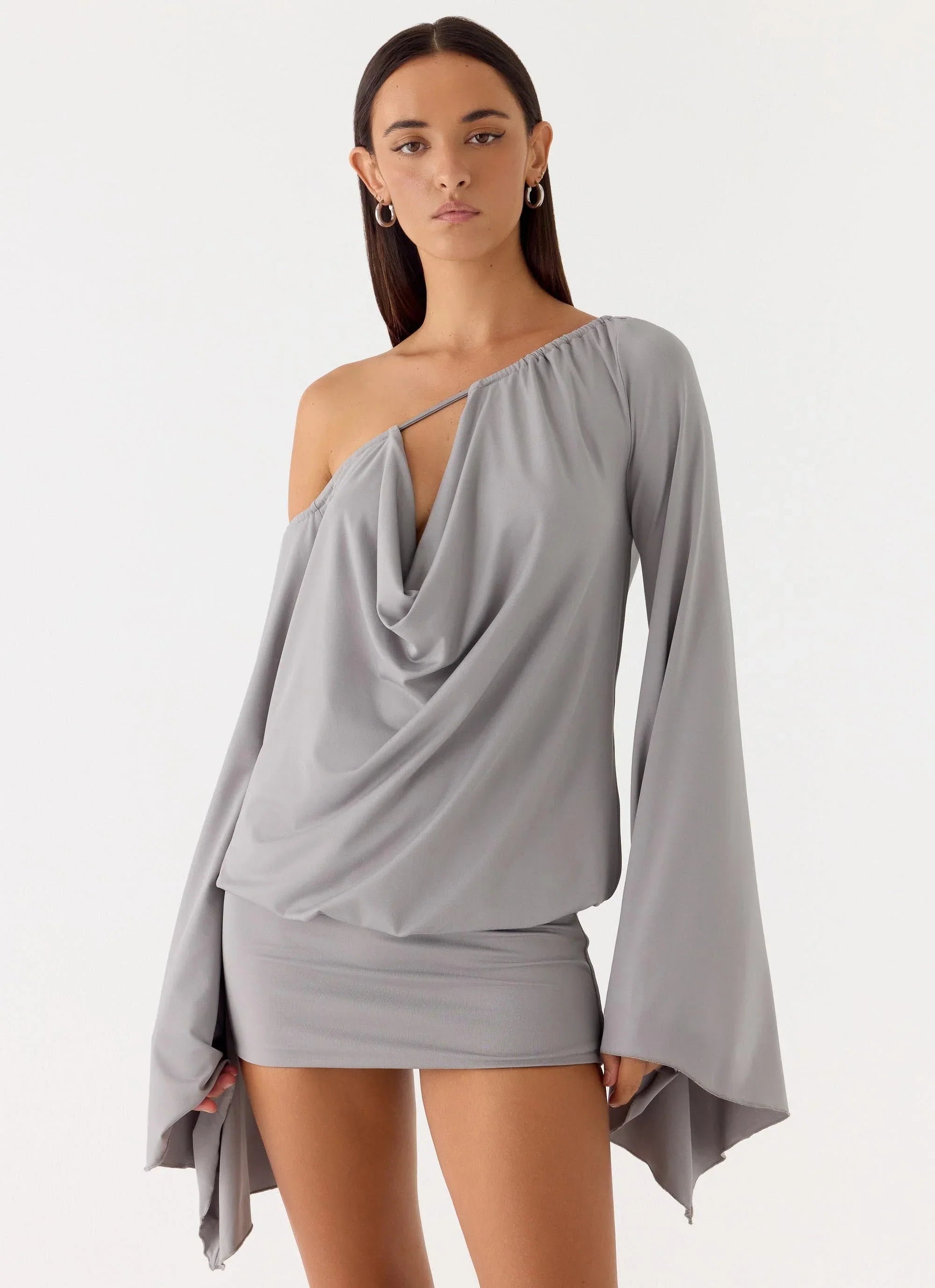 Kyrah Long Sleeve Mini Dress Grey