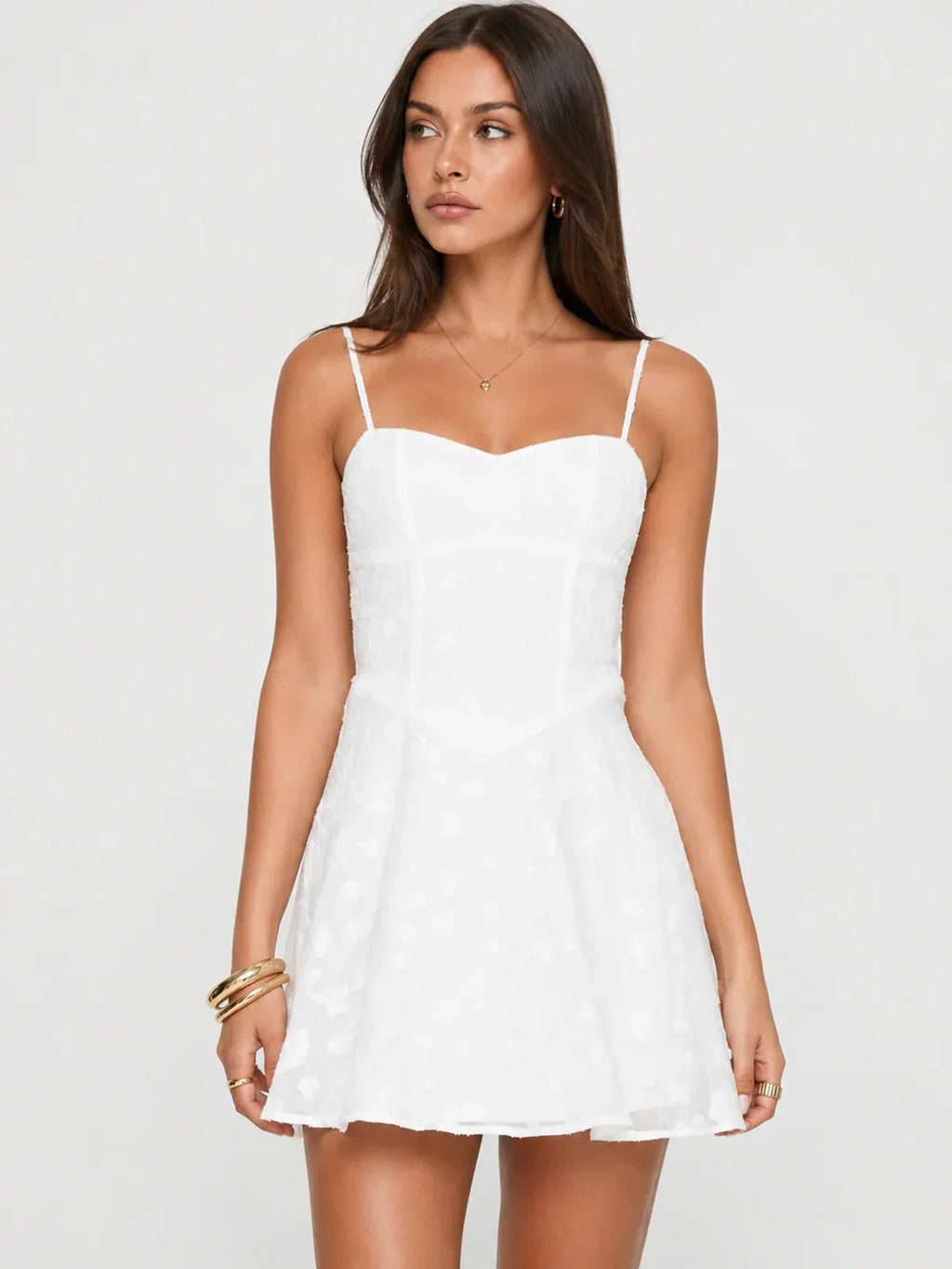 New Chapters Broderie Mini Dress In White