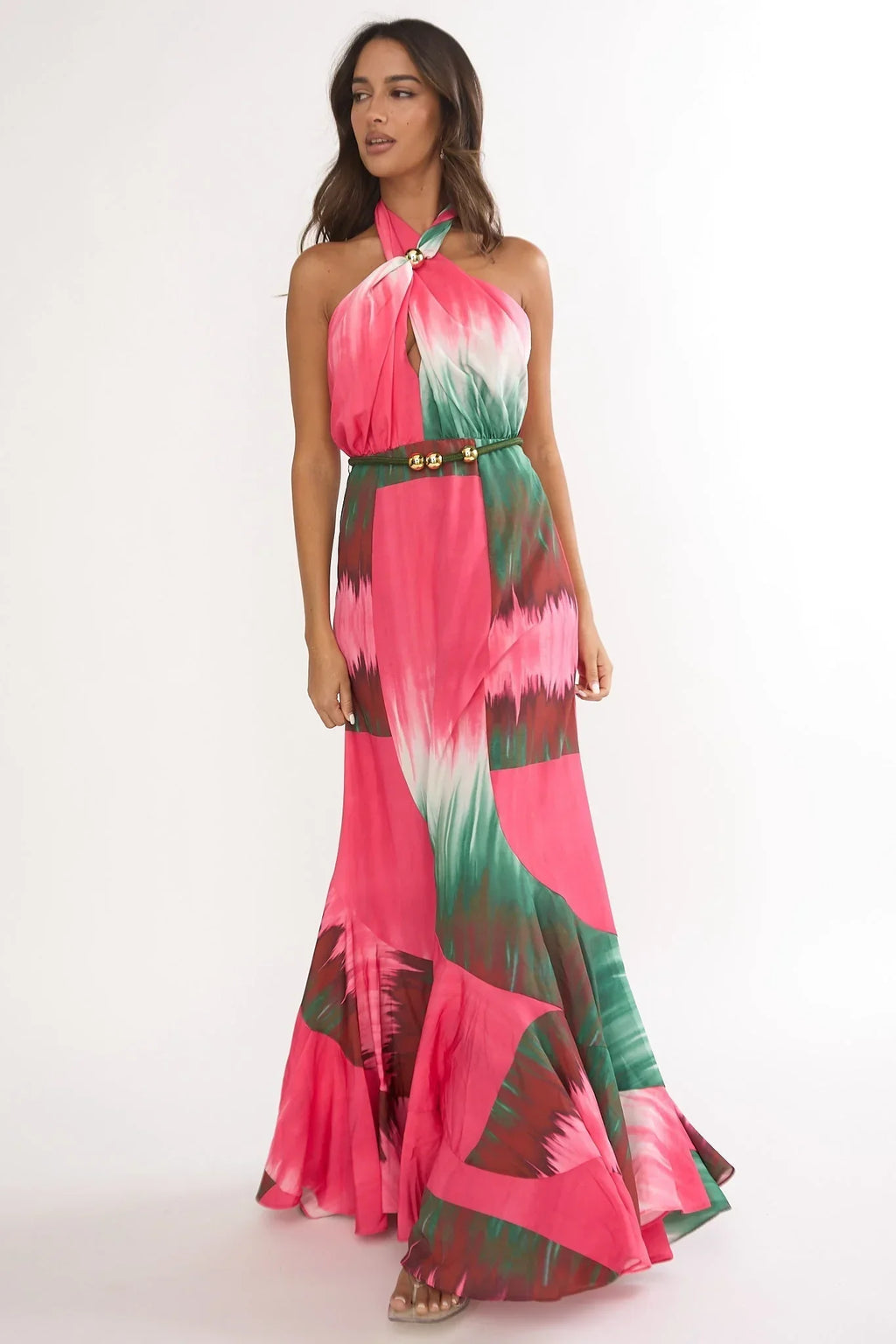 Elaina Rope Waist Maxi Dress Fuchsia